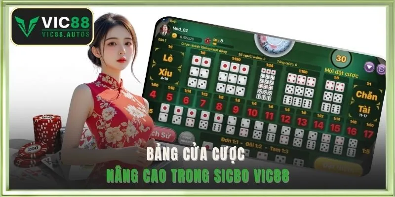 Bảng cửa cược nâng cao trong sicbo VIC88